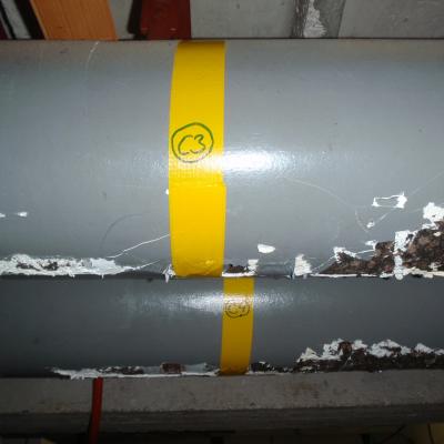 Photo Rohrisolation Kork-Bitumen mit Asbest im Gips